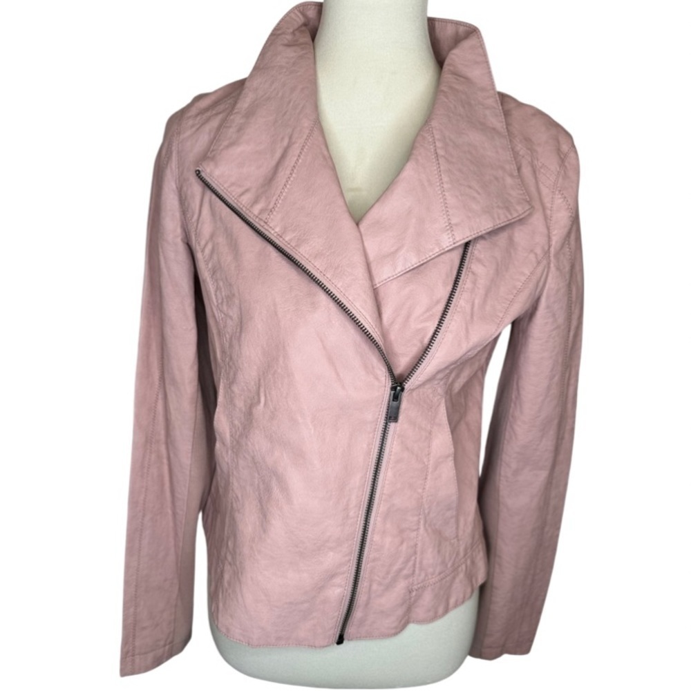 Anthropologie faux leather jacket in adorable dusty rose - Picture 2 of 14